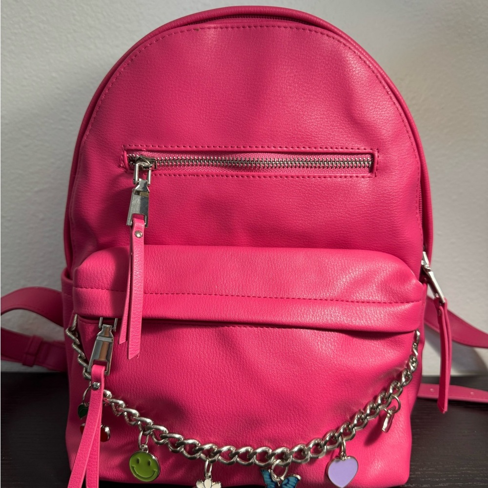 Pink Backpack with Chain Detail